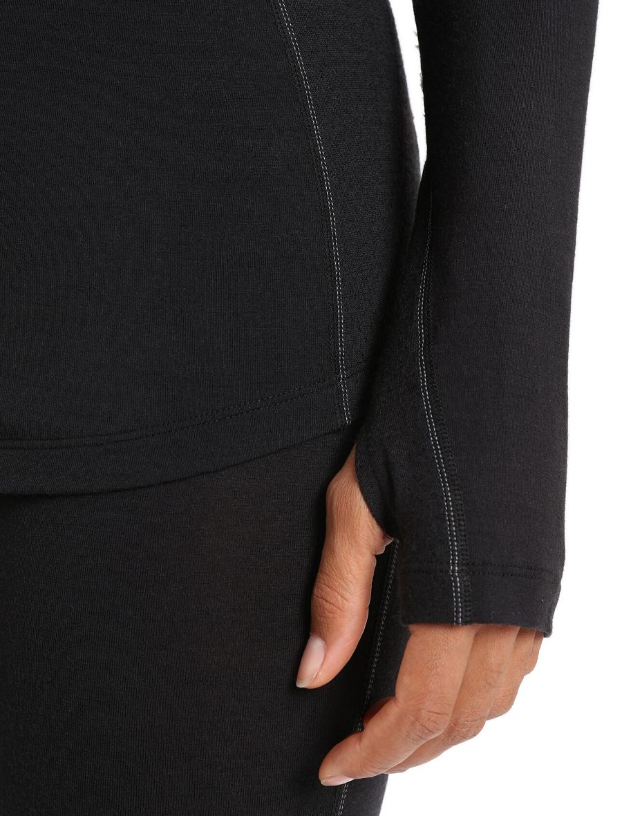 Black Icebreaker BodyfitZone™ Merino 200 Zone Thermal Long Sleeve Half Zip Top Women's Base Layers | AU 1867KORI